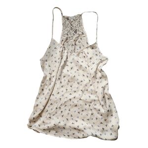 KISMET - Women's Floral Print Summer Spaghetti Strap Tank Top Lace Back Medium